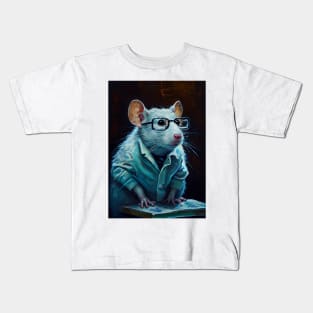 Lab Rats - impasto oil painting.  A mouse doctor reading up on current medical practices Kids T-Shirt